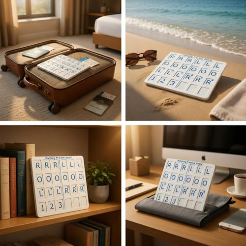 Tablero portátil de práctica Mahjong solo jugador azul miniatura 5