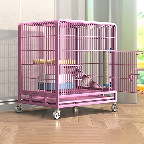 Cage pour chat à roulettes avec rampes et étagères de perchage HJMMWT