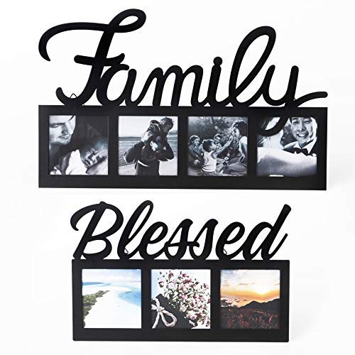 FASHIONCRAFT Family Picture Frame ~ Set of Two Frames ~ Family ~ and ~ Blessed ~ Perfect Collage Photo Frame Set for Your Home