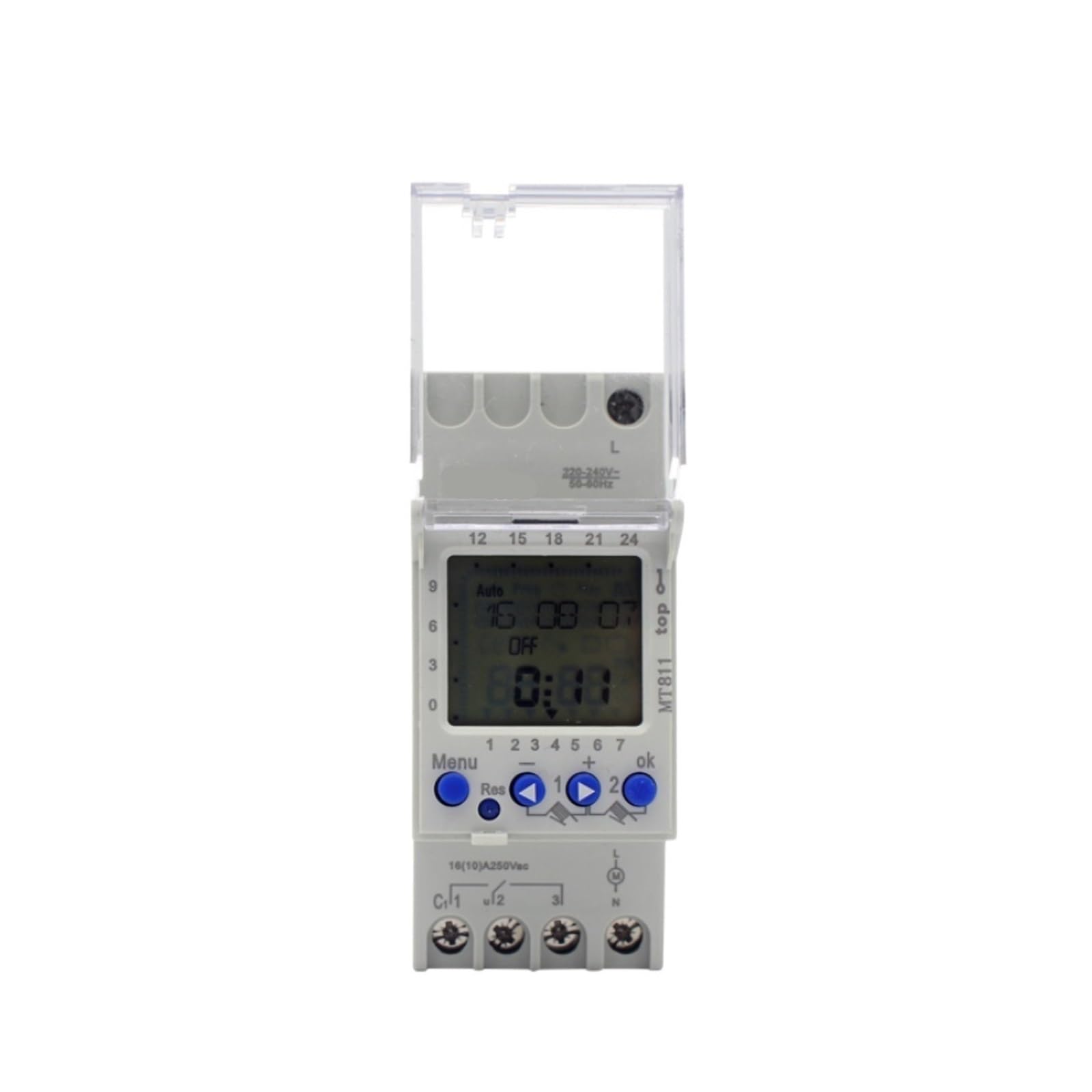 RWRAPS microcomputer Interruttore Timer MT811 240V 16A LCD su Guida DIN Interruttore orario Meccanico Regolabile settimanale 24 Ore