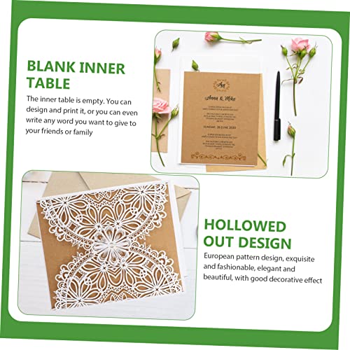 ABOOFAN 60 Pçs Cartões De Felicitações Flor Oca Noivo Para Noivado Estilo Chuveiro Envelopes Kraft E