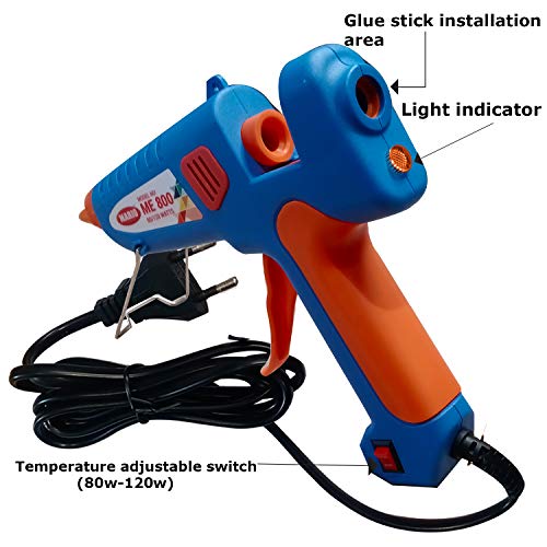 Mario 2-in-1 Dual Watt Hot Melt Glue Gun (80W/120W) – Fast Heating, Adjustable Temp & Wattage, Nozzle Guard, 5 Glue Sticks – Ideal for DIY, Crafts, Wood, Plastic & Repairs – ME-800 - Image 3 thumbnail
