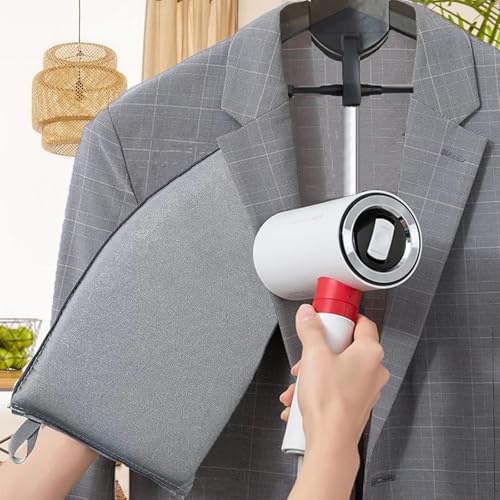 Image of Clothes Steamer Stand Hanger with Steamer Ironing Glove for Steaming Clothes, Handheld Garment Steamer Rack with Grey Mini Handhelded Ironing Pad Board