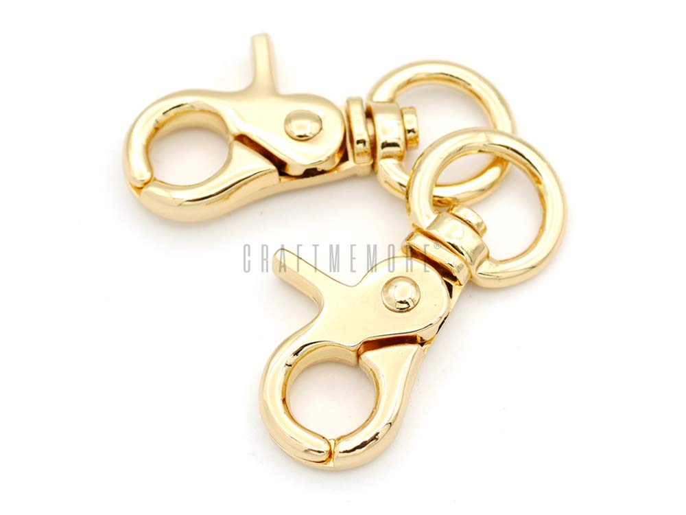 CRAFTMEMORE Swivel Trigger Snap Hooks Quality Metal Clips Lobster Clasp 1-7/8" Long 4 Pack SC07 (Gold)