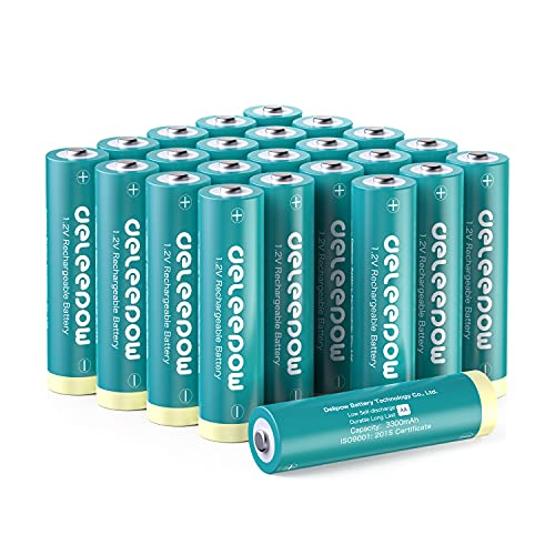 Deleepow Aa Rechargeable Batteries Ni-Mh, 3300Mah Long Lasting, 1.2V 1200 Cycles Rechargeable Aa Batteries- 24 Count For Household And Business Devices #TOP9