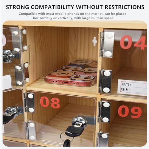 Wooden Cell Phone Locker Box - 6-40 Slots, Wall-Mounted Secure Storage Cabinet with Door Locks & Keys, Acrylic Phone Organizer for Offices, Events, Schools & Businesses