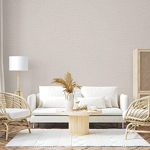 Yancorp 10Ft Textured Fabric Cream Wallpaper Faux Grasscloth Beige Peel And Stick Wallpaper Self-Adhesive Wallpaper Linen Removable Wallpaper Cabinets Counter Top Liners #TOP6