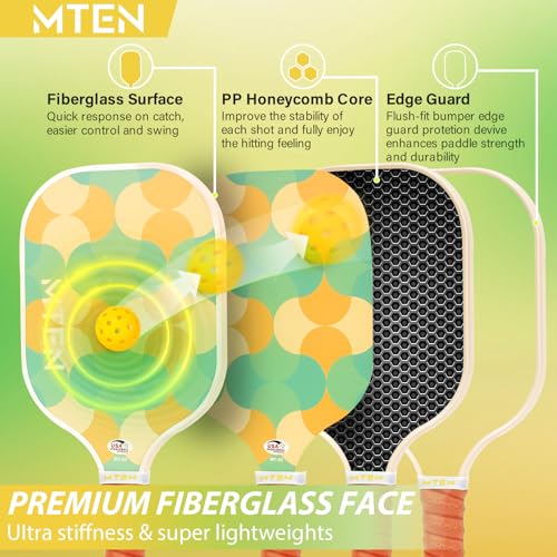 Image of MTEN Pickleball Paddles Set of 2 /4 /1, USAPA Approved Fiberglass Rackets
