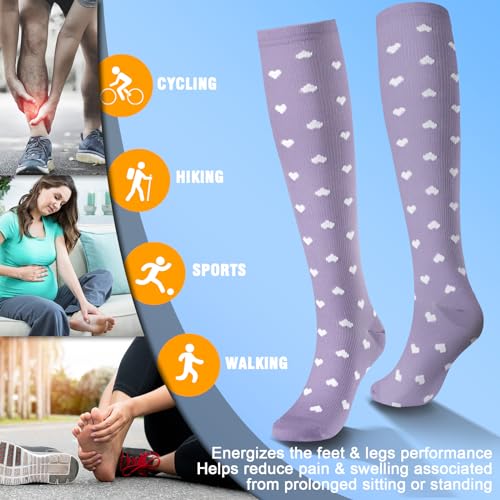 Image of cerpite Compression Socks for Women & Men 6 Pairs Knee High Compression Socks 20-30 mmhg Best for Running,Nurse,Travel
