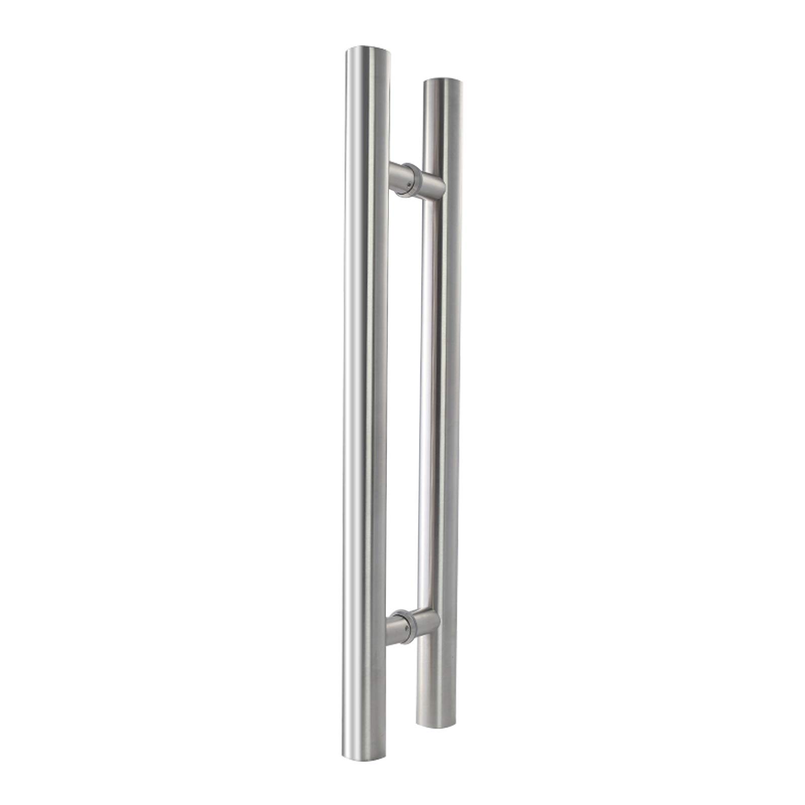 Manija De Puerta Manija De Puerta De Acero Inoxidable Pesado, Manija De Puerta Corredera De 38 Mm De Diámetro De Tubo Redondo, para Hogar/Tienda/Garaje/Oficina - Plateado/Negro - 4 Tamaños