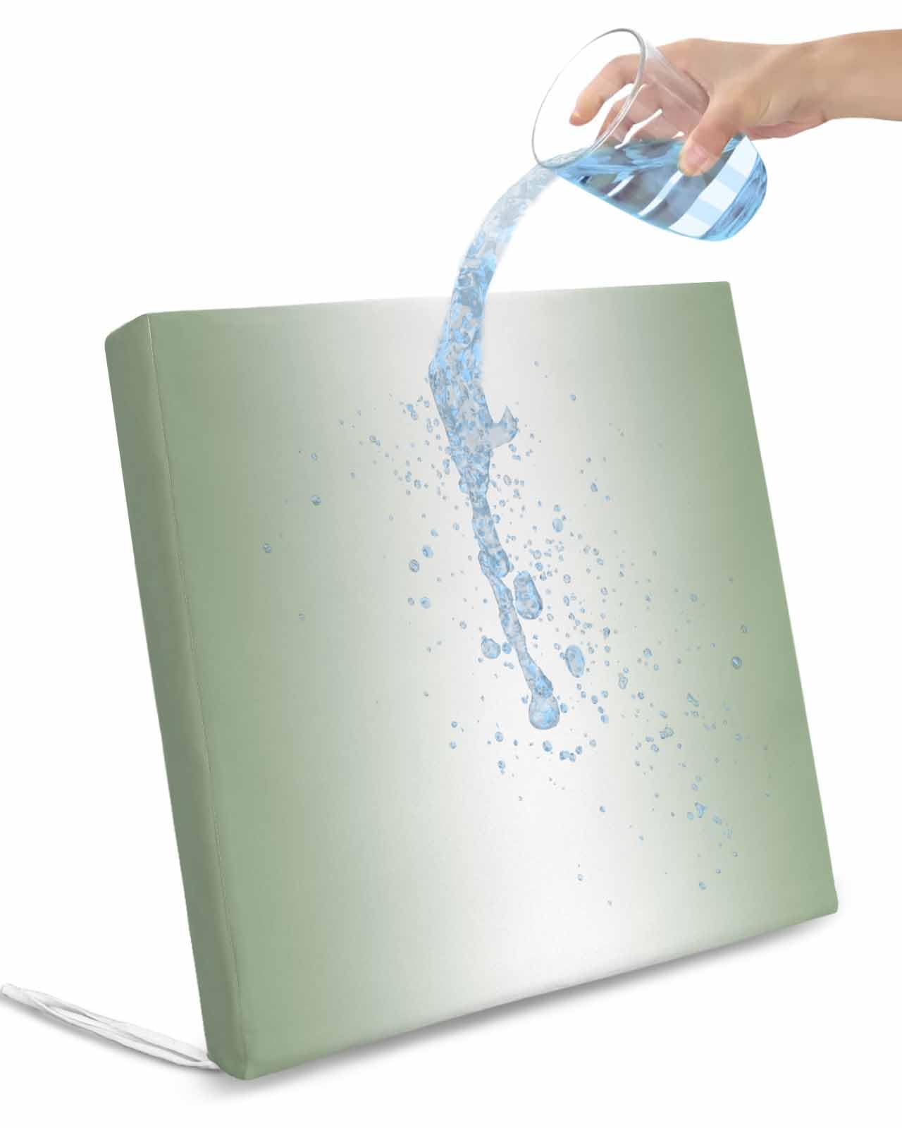 Pinroote Sage Green Ombre Patio Cushion Covers, Outdoor Cushion Covers Waterproof Seat Cushion Slipcovers, Sage Green White Gradient Modern Chair Cushion Cover for Garden Sofa 22