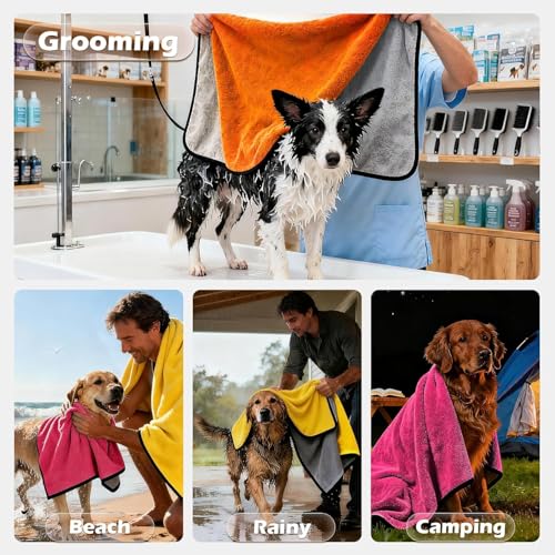 Image of D&C PAWS Ultra Absorbent Microfiber Dog Towels for Drying Dogs & Cats | Quick Dry Pet Bath Blanket, Soft & Fast Drying Grooming Towels for All Breeds (40x30cm -Multicolor, XS-Pack of 1 Pc)