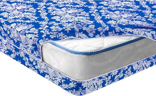 FLORA CASA Imprimé Housse De Matelas Microfibre 140 x 190 x 25 cm Imperméable avec Fermeture éclair, Protégé Matelas, Bleu (140 x 190 + 25 cm)