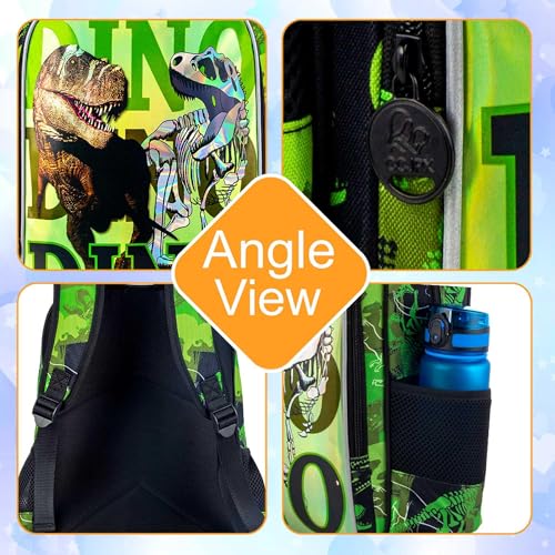 Image of CCJPX 3PCS Dinosaur Backpack for Boys, 16 Inch Kids Water Resistant Preschool Bookbags, Cool Kindergarten School Backpacks and Lunch Box