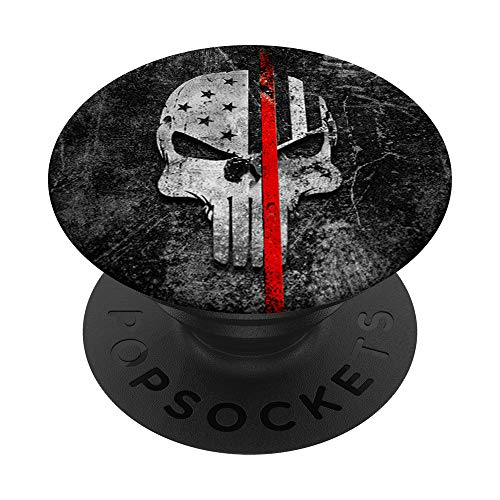Epic Thin Red Line Firefighter Hero USA Flag Skull per gli uomini PopSockets PopGrip Intercambiabile