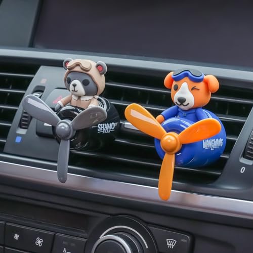 Image of Pilot Car Air Freshener, Cute Bear Car Vent Clip Air Freshener with 4 Fragrant Tablets Automotive Air Outlet Fan Diffuser, Automotive Interiors Vent Decoration (Pilot Bear)