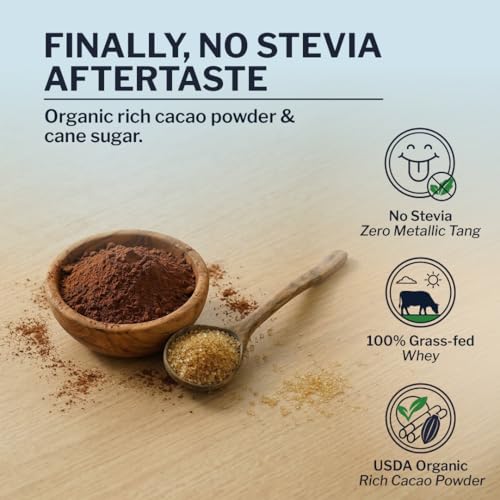 Image of Opportuniteas Grass Fed Chocolate Whey Isolate Protein Powder - 20 g Protein, Heavy-Metal Tested, Made with Organic Cacao & Organic Cane Sugar, Non-GMO, Hormone-Free, Sourced from Ireland, 1 lb