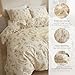 EAVD Rose Floral Comforter Set King Soft Fluffy Microfiber Chic Shabby Garden Floral Bedding Set with 2 Pillowcases Fresh Cute Botanical Comforter Set for All-Season