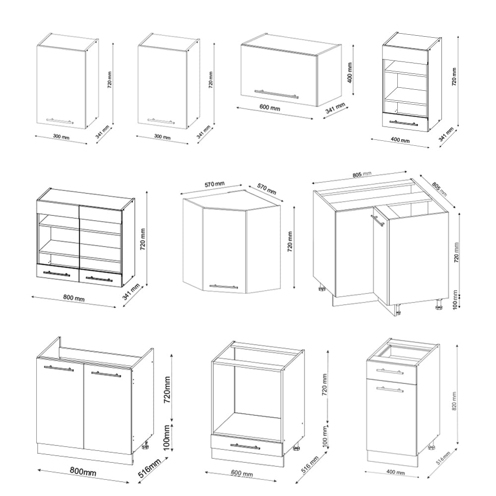 Vicco Cucina angolare completa Fame-Line, Rovere dorato/antracite, 190 x 46 cm senza piano di lavoro, adatto per l'espansione individuale con moduli aggiuntivi