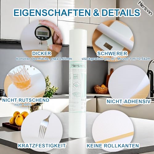 ALIUNI Schubladen- Und Regaleinlagen – Rutschfest, Wasserdicht & Waschbar | Dickes PVC, Nicht Klebend | Für Küche, Bad, Schrank | Beige, 30,5 Cm