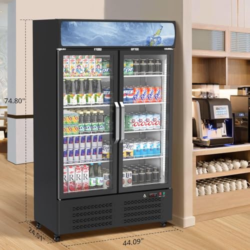 Image of Garvee Large Capacity Commercial Beverage Display Fridge, 11.3 Cu. Ft. Glass Door Refrigerator with Customizable Shelving and Lighting for Shops, Bars, Apartments
