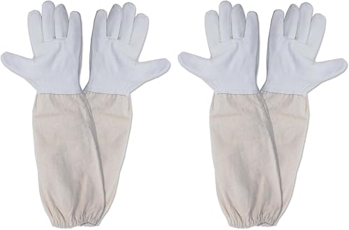Kinglake Guantes de Apicultura de Piel de Cabra perfecta para el apicultor principiante, Guantes protectores con mangas Vented, 2 unidades.