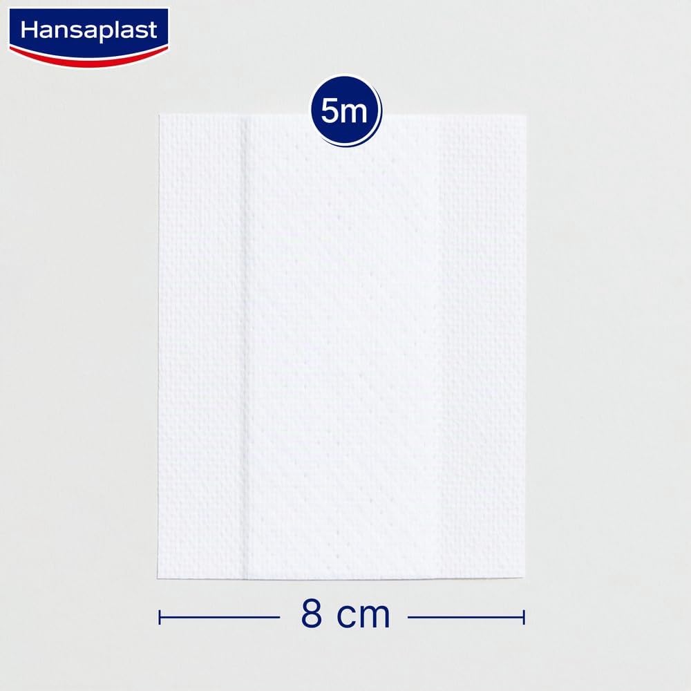 Hansaplast Sensitive Pflaster (5 m x 8 cm), zuschneidbare und hautfreundliche Wundpflaster mit sicherer Klebkraft, schmerzlos zu entfernende Pflaster (Packung mit 2)