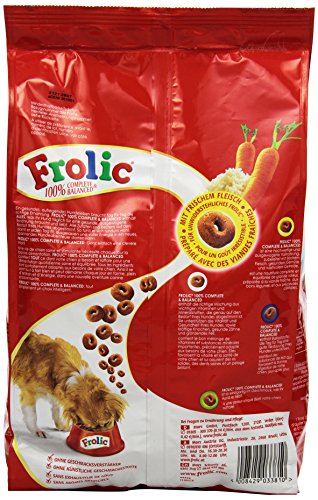 Frolic Hundefutter Trockenfutter mit Geflügel, Gemüse und Reis, 1 Beutel (1 x 1,5kg)