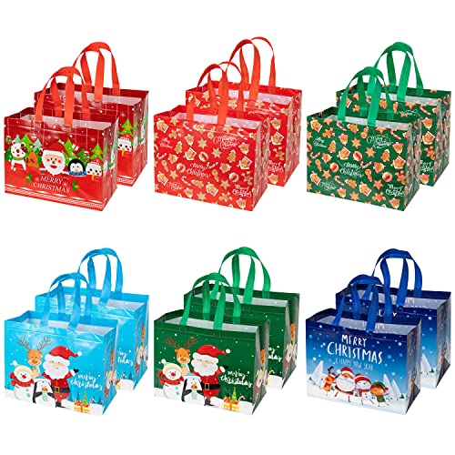 testyu 12 Piezas Bolsas de Navidad, Bolsas de Asas Navidad con asas, Bolsas de Regalo Navideñas de Multifuncionales No Tejidas para Envolver Regalos, Suministros de Fiesta de Navidad Cover