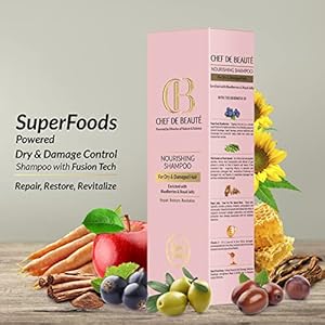 CDBs SuperFoods Powered Shampoo For Split Ends, Frizzy, Dry and Damaged Hair with FusionTech - Ultra Mild and Gentle with 100% Plant Based Hair Cleansers (250 ml)