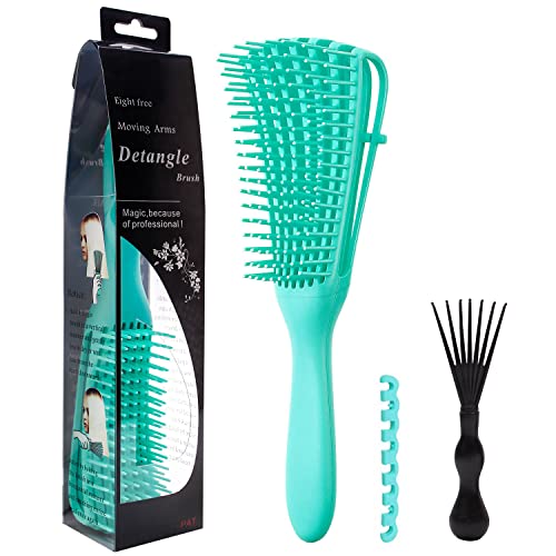 ALLYAG Detangling Brush - EZ Detangler Brush with Nylon Brush Teeth for Curly, Straight, Wet or Dry Hair - Improve Hair Quality & Massage Scalp Detangler Comb for Women, Men and Kids (Green)