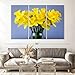 Elephant Stock - All Yellow Daffodils Wall Art - Horizontal Multi Panel Canvas - 3 Piece Living Room Wall Decor - Photography Floral And Botanical Multi Piece Wall Art - Yellow And Green Decor - 65