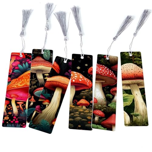 Marque-pages champignons 6 pièces, accessoires de lecture pour livres et romans