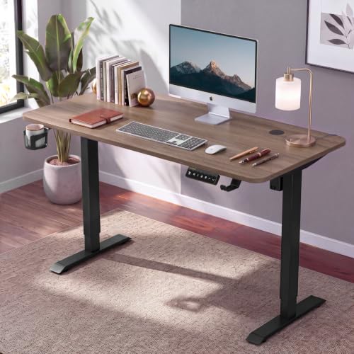 Image of Dr Luxur Stallion Electric Standing Desk | Height Adjustable | 70kg Load | 3 Memory Presets | Zero Wobble | Child Lock | Low Noise Motor | 4 Year Warranty | Metallic Frame (Mist Oak, 1000 * 600 mm)