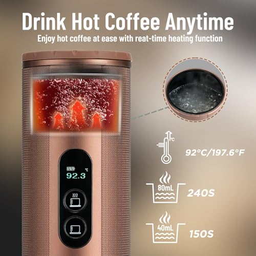 Image of Portable Coffee Machine: Electric Espresso Machine - Portable Coffee Maker for Travel,Camping,Car - Rapid Heating - 8 Cups of Coffee Per Full Charge - Compatible with Nespresso Capsules