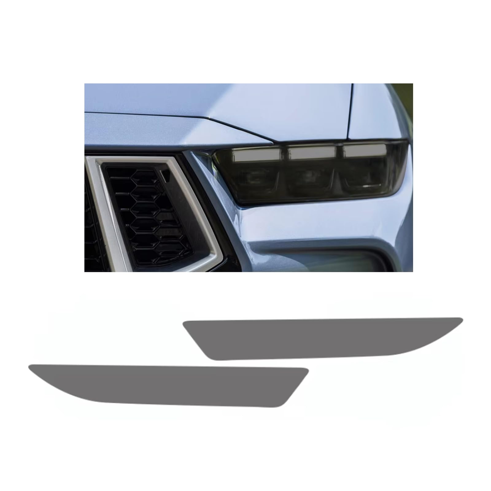 Headlight Film for Ford Mustang 2024-2026, 1Set Transparent/Smoke Black Car Headlight TPU Protective Film