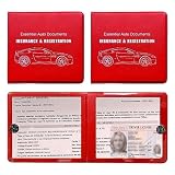 Ziciner Car Registration Insurance Holder, 2Pack Essential Auto Card Document Glove Box Organizer with Touch Fastener, Vehicle Interior Accessories Perfect for Most Car, Truck, SUV (Red/Big Car)