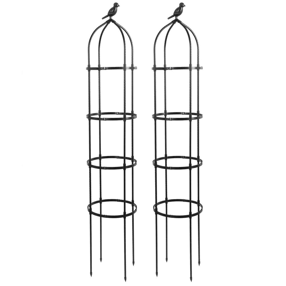 Cpolebev Black Climbing Plant Obelisk Trellis, Garden Trellis, Climbing Vine Plant Stand, Flower Stand, Plant Tower,2Pcs(A)