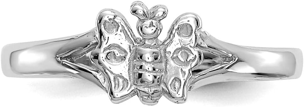 JewelryWeb 10k White Gold Butterfly Angel Wings Ring Size 2 Ring for Women - Image 5