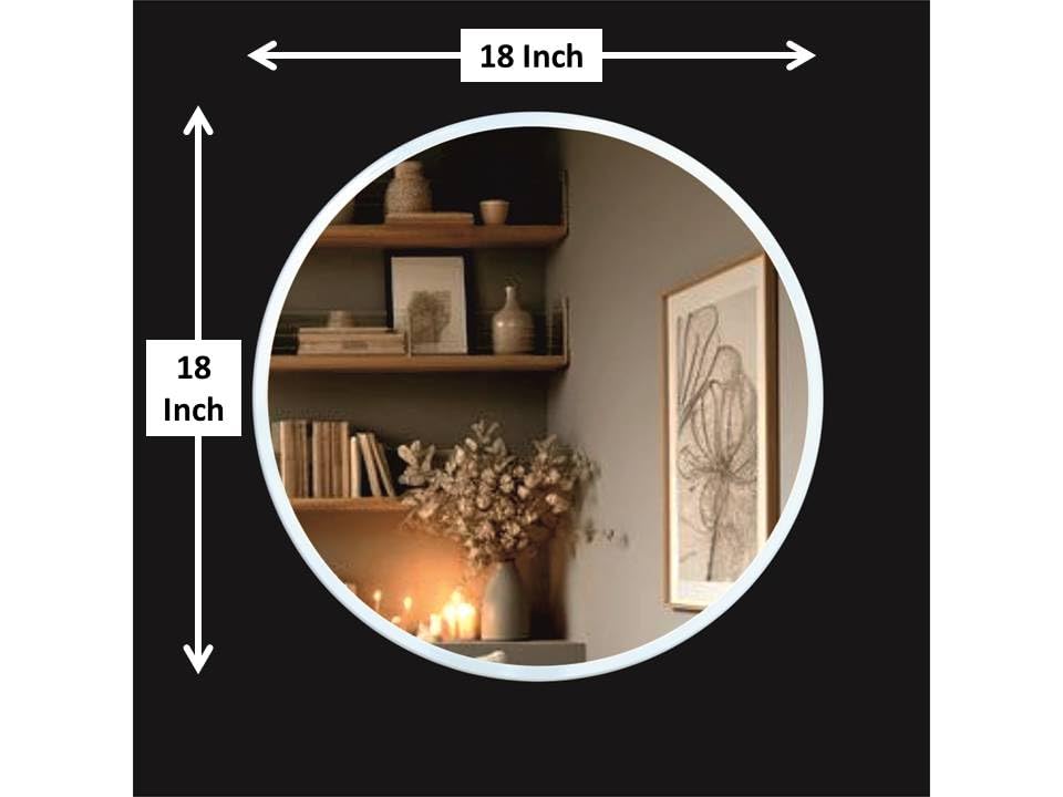 Image of Ali.G.I - Vanity Wall Mirror with White Frame in 18 inch / / Elegant Round 18 Inch Mirror for Bathroom, Bedroom, Living Room, Entryways, Office, Retaurant (White, 18 Inch)
