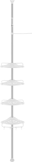 ZHUGE Cestello doccia telescopico con 4 vassoi, 4 ganci e 1 asta...