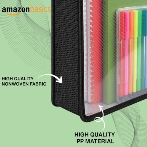 Image of Amazon Basics Horizontal File Folder | Transparent Poly-Plastic Envelope Pouch for A4 /Foolscap Documents | Water Resistant Snap Button File Storage Bag | Office, School Stationery | Black - Pack of 5