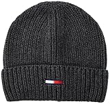 Tommy Jeans Herren TJM Basic Rib Beane Beanie-Mütze, Dark Grey Melange, Einheitsgröße