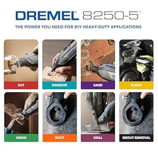 Dremel 8250 12V Cordless Rotary Tool 5.000-30.000 RPM Brushless Multitool kit with Dremel Box, 65 Accessories, 5 Attachments 2 Battery+Charger for Grinding, Drilling, Routing, Grout Removal, Engraving
