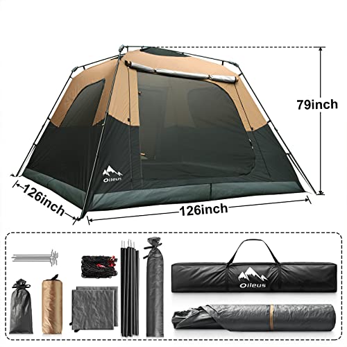 Oileus Camping Tent - 6/8 Person Instant Cabin Tent Quick Setup, Double Layer With Waterproof & Windproof Tent, Family Camping, Hiking Tent With Carry Bag, 5 Mesh Windows Upgraded Ventilation #TOP1