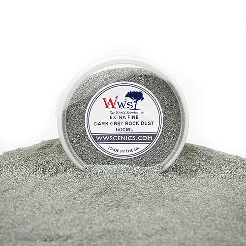 WWScenics Extra Fine Dark Gray Rock Dust 0-1mm | 500ml Tub | Wargame Scenery & Basing Material