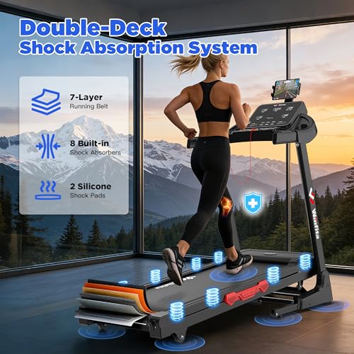 Image of 3.5HP Folding Treadmills for Home with Incline Optional, 300 lbs Capacity, 8.0MPH Speed, 17'' Wide Belt, App Connection, 64 Programs, BMI Detector for Home Use