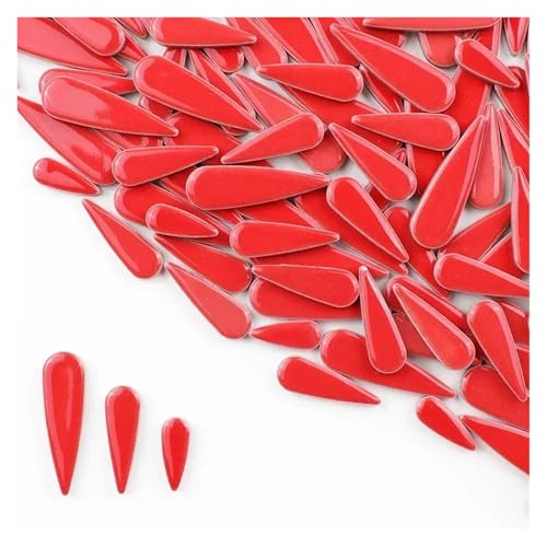 100g Water Droplet Ceramic Tiles DIY Porcelain Mosaic Tile Raindrops Shape 66(Red)