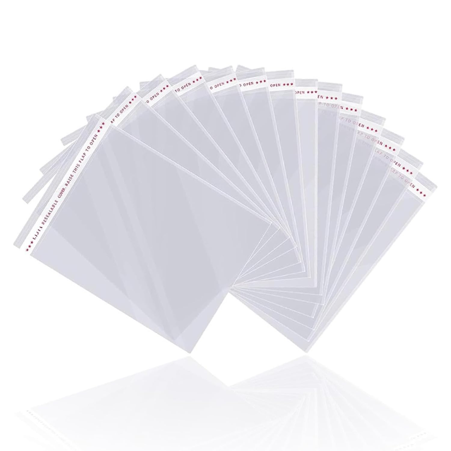 100 Pcs A3 Clear Self-Sealing Cellophane Bags for Prints, Photos, Cards & Artwork, Strong Display Sleeves 31 × 46 cm