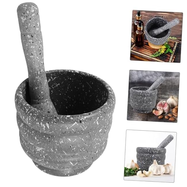 PRETYZOOM Manual Garlic Crusher Pestle Set Convenient Kitchen Tool for Crushing Garlic Spices and Seasonings and Versatile Grinding Bowl for Home Cooking